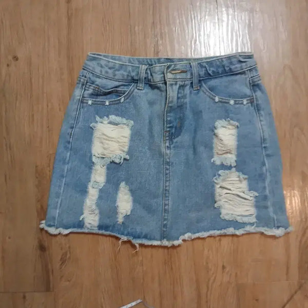 [BUNJANG] Distressed Denim Mini Skirt (Size M) / 청바지 찢청 미니스커트/M