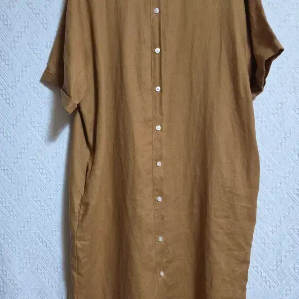 [BUNJANG] Camel Linen Shirt Dress / 카멜색 린넨 셔츠 원피스
