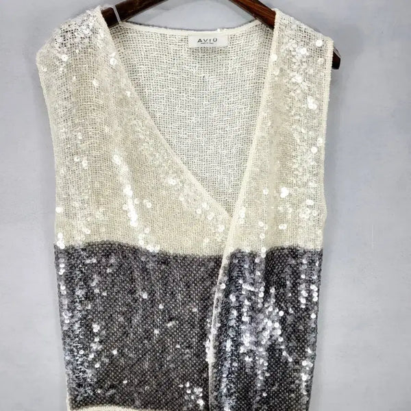 [BUNJANG] AVIU Sequin Contrast Knit Vest / AVIU 스팽글 배색 니트 조끼