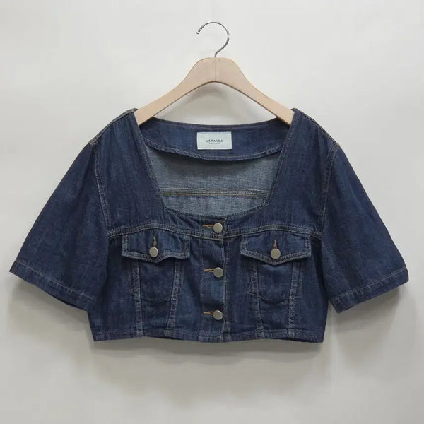 [BUNJANG] VERANDA Denim Cropped Jacket / VERANDA 베란다 데님 크롭 자켓