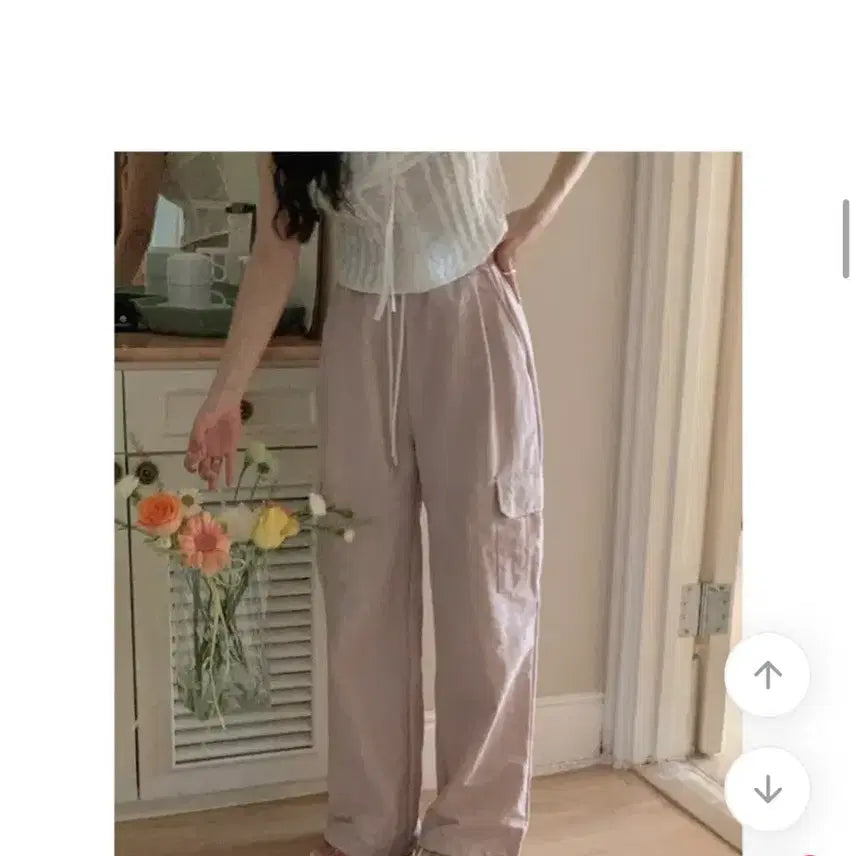 [BUNJANG] Yurie Misty Pink Cargo Wide Pants (Long Size) / 유리에 미스티핑크 카고 와이드 팬츠