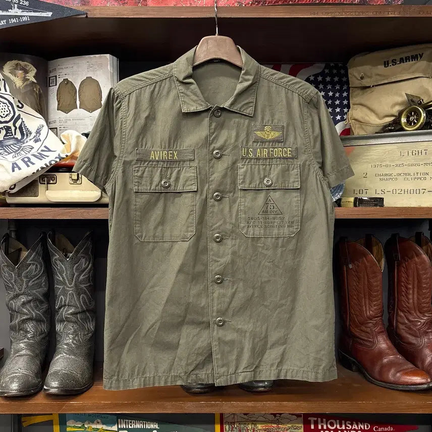 [BUNJANG] Avirex U.S. Air Force Stencil Patch Short Sleeve Shirt OG-107 / 00s 아비렉스 U.S 에어포스 스텐실패치 반팔셔츠 OG-107 N2274