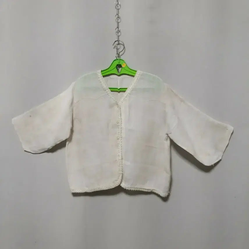 [BUNJANG] White Ramie Hanbok Top with Lace Detail / 마182 모시상의