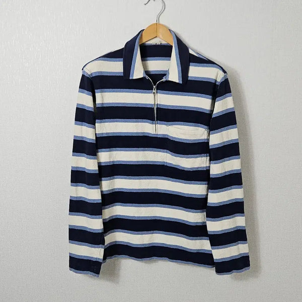 [BUNJANG] ARKET Striped Knit Half-Zip M / 아르켓 ARKET 스트라이프 니트 하프집업 단카라 반집업 M (거의 새상품)