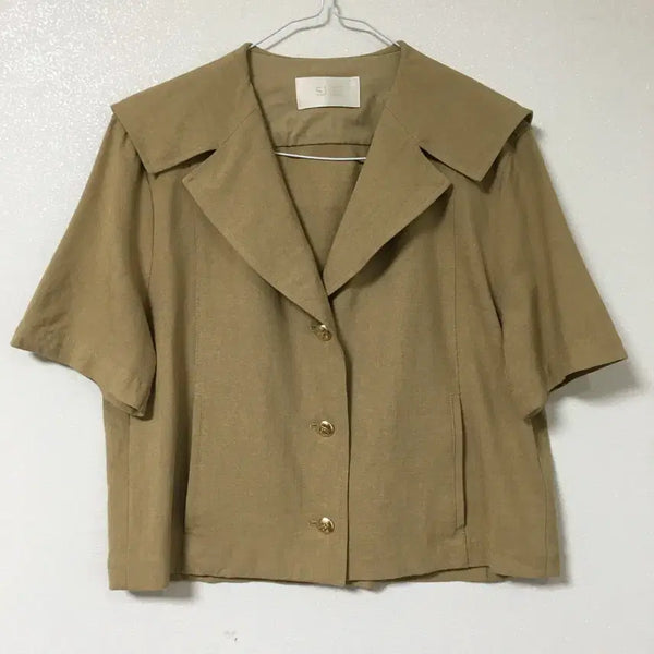 [BUNJANG] SJSJ Sailor Collar Short Sleeve Jacket / SJSJ 에스제이 세일러 칼라 반팔 자켓