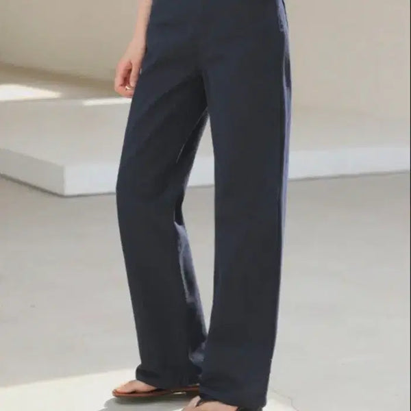 [BUNJANG] RoomPeker Semi-Wide Cotton Pants Beige / Navy / 룸페커 세미와이드 코튼 팬츠 베이지 / 네이비