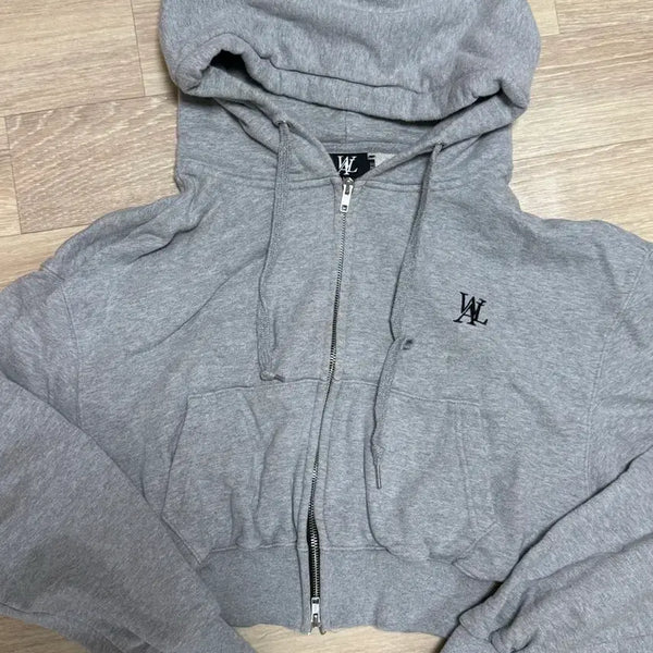 [BUNJANG] Wooalong Cropped Hoodie Zip-Up / 우알롱 크롭 후드집업