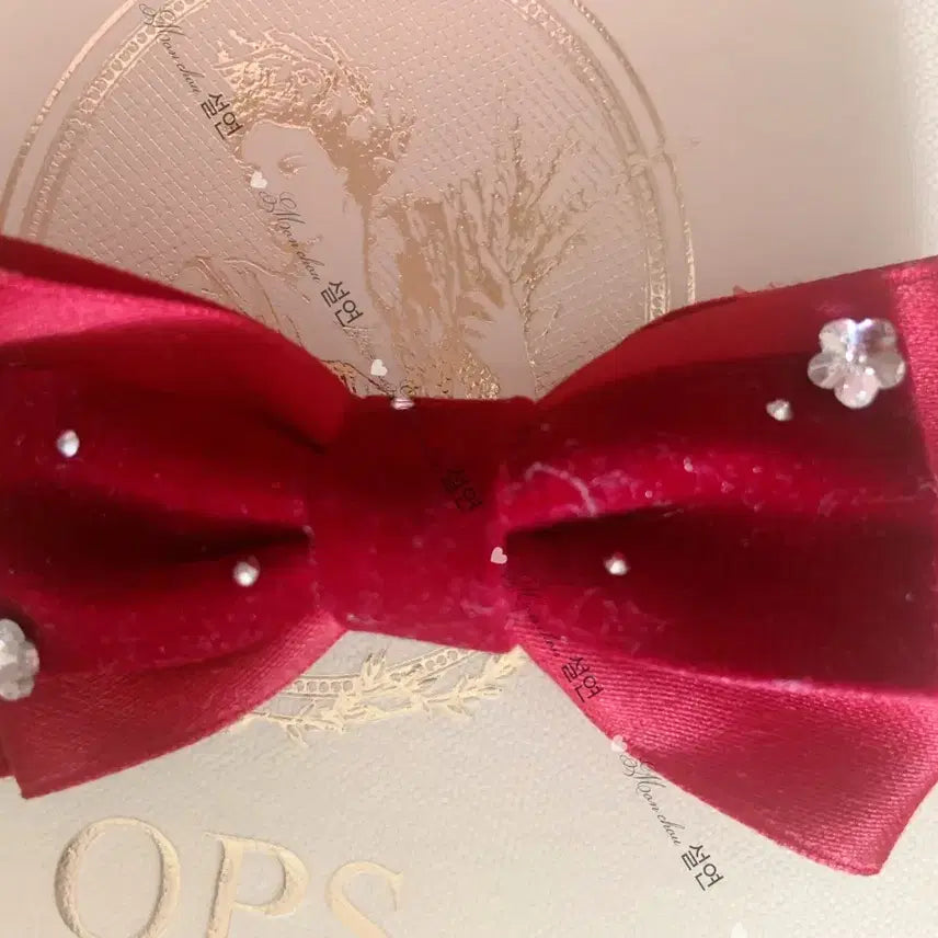 [BUNJANG] Velvet Ribbon Hairpin with Cubic / 1개 벨벳 헤어핀/ 프렌치 로맨틱 궁정 로코코 리본부르고뉴 큐빅  반짝이 헤어핀