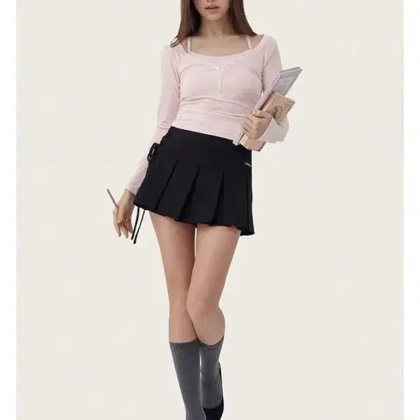 [BUNJANG] Clishare Amelie Lace Layered Top - Pink / 클리시어 Amelie Lace layered top, Pink