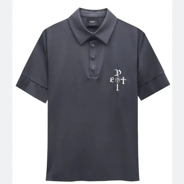 [BUNJANG] PELT Men's Short Sleeve PK T-Shirt Black Graphic Embroidery / PELT 펠트 남성 반팔 PK티셔츠 100~105 블랙 그래픽 자수