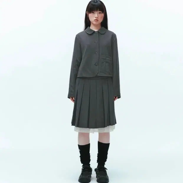 [BUNJANG] Koiseio Ribbon Setup Gray Jacket & Skirt Set / 코이세이오 리본셋업 그레이 판매