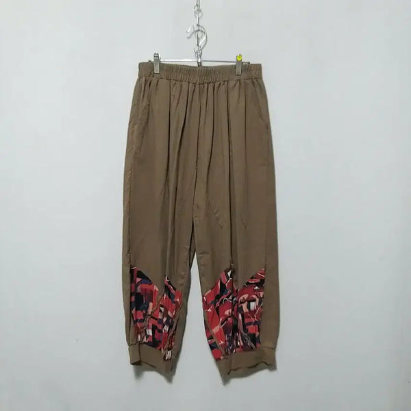[BUNJANG] Brown Cotton Pants with Unique Pattern / 마192 면바지