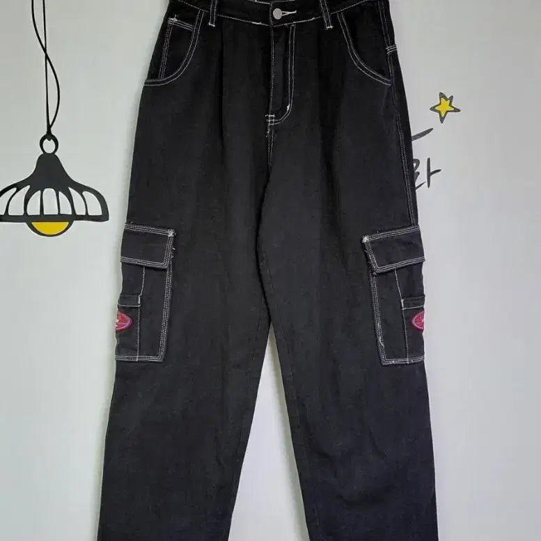 [BUNJANG] SHEIN Y2K Contrast Stitch Cargo Pants / [S/25-26] SHEIN Y2K 스티치 카고 팬츠 (WAKE JEANS 와펜)