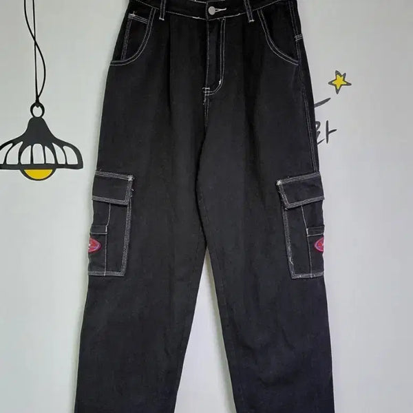 [BUNJANG] SHEIN Y2K Contrast Stitch Cargo Pants / [S/25-26] SHEIN Y2K 스티치 카고 팬츠 (WAKE JEANS 와펜)