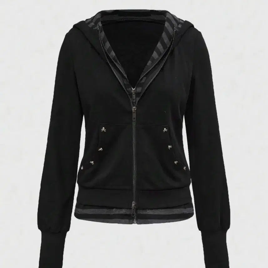 [BUNJANG] Gothic Punk Y2K Two-Way Integrated Hoodie / 투웨이 일체형 후드집업 고딕 펑크 y2k 빈티지 래퍼여친 락시크 고스코어 지뢰계 멘헤라