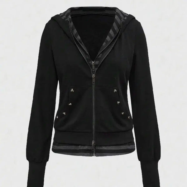 [BUNJANG] Gothic Punk Y2K Two-Way Integrated Hoodie / 투웨이 일체형 후드집업 고딕 펑크 y2k 빈티지 래퍼여친 락시크 고스코어 지뢰계 멘헤라