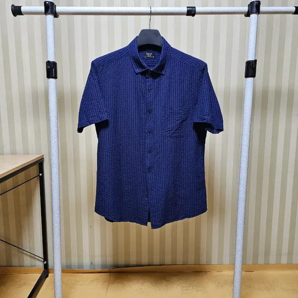 [BUNJANG] Galaxy Seersucker Shirt Navy / 갤럭시 셔츠 시어서커 50