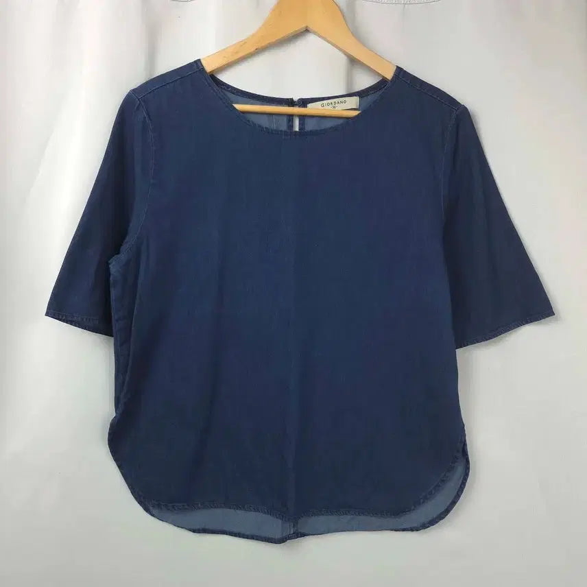 [BUNJANG] S-M Giordano Denim Short Sleeve Blouse / 여S-M 지오다노 데님 반팔 블라우스