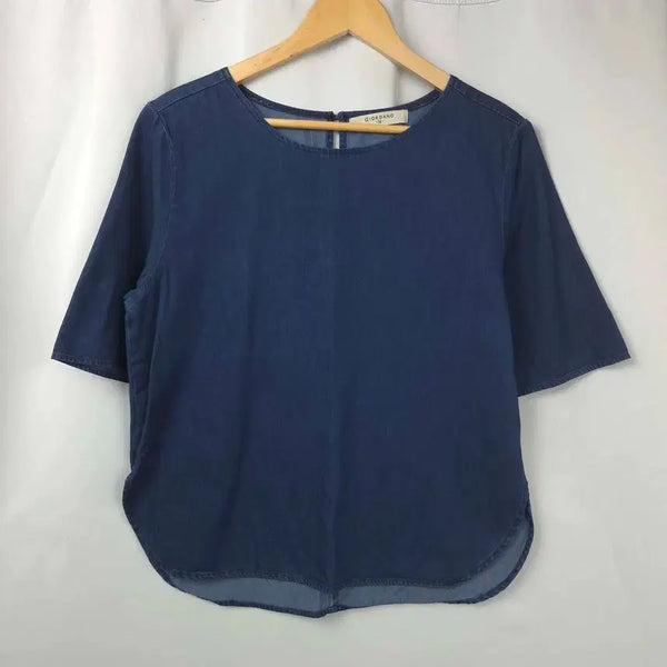 [BUNJANG] S-M Giordano Denim Short Sleeve Blouse / 여S-M 지오다노 데님 반팔 블라우스