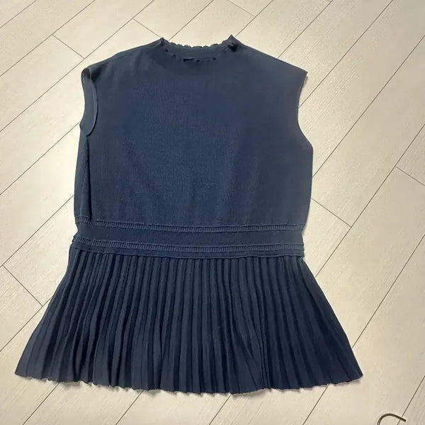 [BUNJANG] Time Pleated Knit Navy / 타임 플리츠 니트 (네이비)