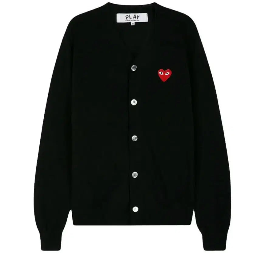 [BUNJANG] Comme des Garçons Red Heart Patch Cardigan Black / 꼼데가르송 레드와펜 가디건 블랙