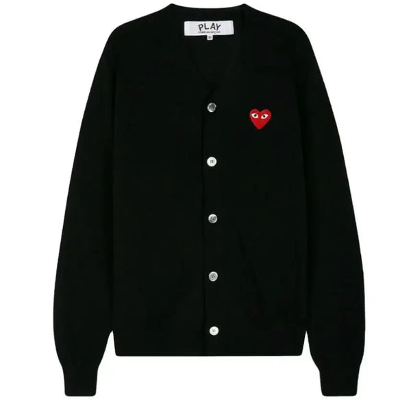 [BUNJANG] Comme des Garçons Red Heart Patch Cardigan Black / 꼼데가르송 레드와펜 가디건 블랙