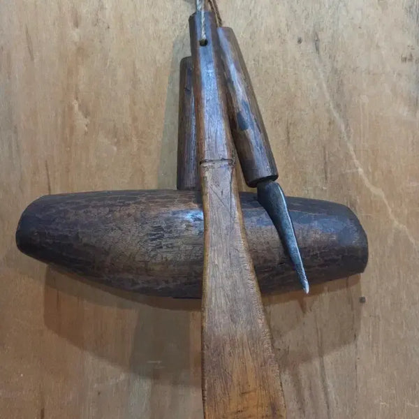 [BUNJANG] Joseon Dynasty Straw Shoe Making Tools (3 Items) / 조선시대 신골 망치와 쐐기등등 3점