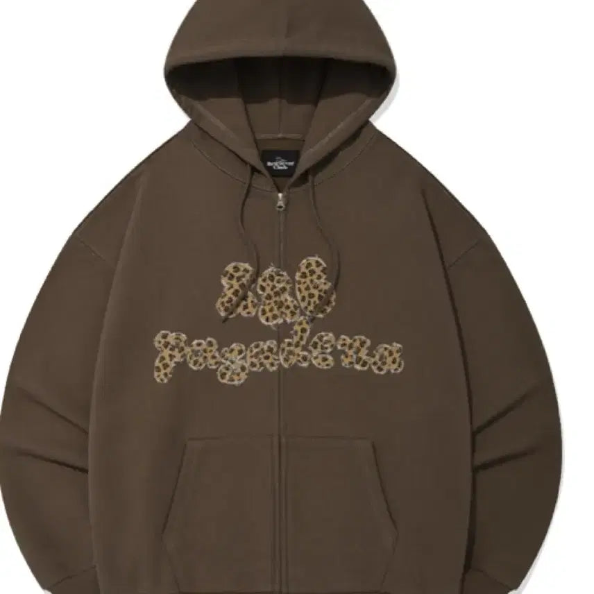 [BUNJANG] Retriever Club Leopard Logo Hoodie Brown / Retriever Club 리트리버클럽 레오파드 호피 로고 후드집업 브라운