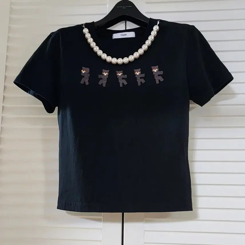 [BUNJANG] Clyde Bear Character Short Sleeve T-Shirt Black / (새상품) 클라이드 곰돌이 캐릭터 반팔 티셔츠 블랙