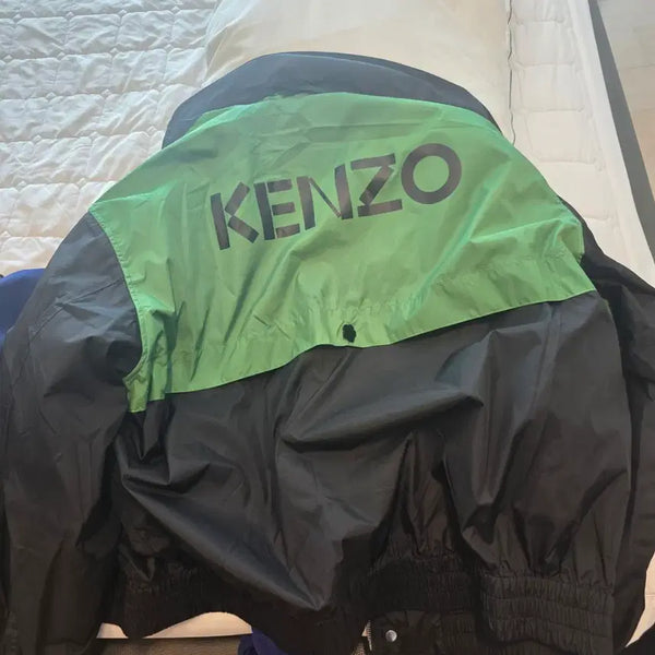 [BUNJANG] Kenzo Nylon Casual Jacket Windbreaker Black/Green / 겐조 캐주얼 자켓 바람막이 L 블랙/그린 포인트