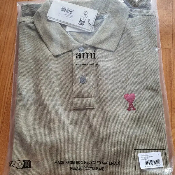 [BUNJANG] Ami Carpanel Short Sleeve T-Shirt Olive L / 아미 카라반팔 올리브 L