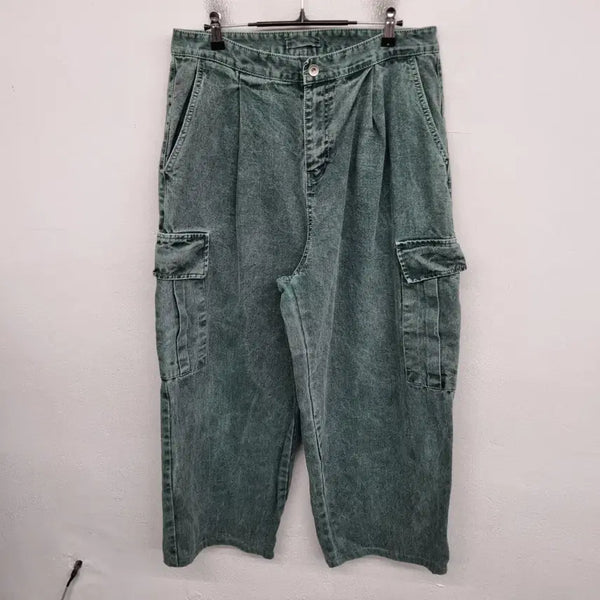 [BUNJANG] HIRISK 32 inch Washed Denim Cargo Pants / [32 inch] HIRISK 워싱 데님 카고 팬츠 청바지