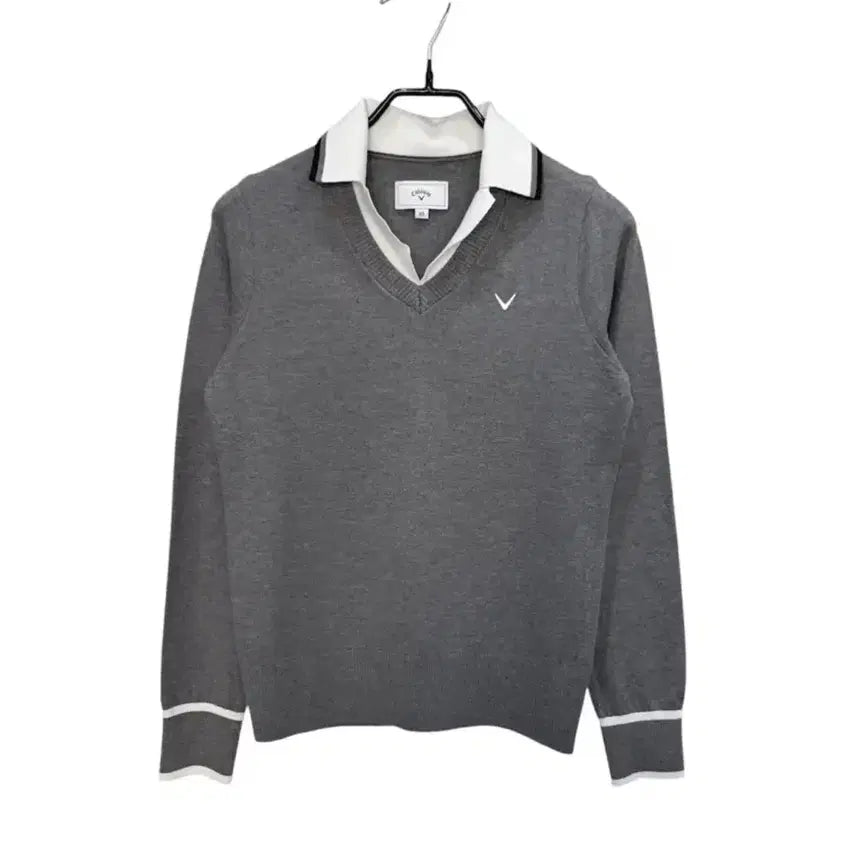 [BUNJANG] Callaway Golf Women's Sweater - Gray White Trim / 캘러웨이 골프 스웨터 그레이