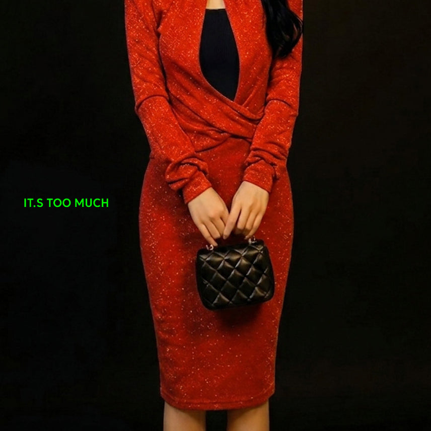 [BUNJANG] Women's Puff Sleeve Knit Long Dress / Q1910 여성미니원피스 여성롱원피스 반팔원피스 퍼프원피스 빈티지샵 여자니트원피스