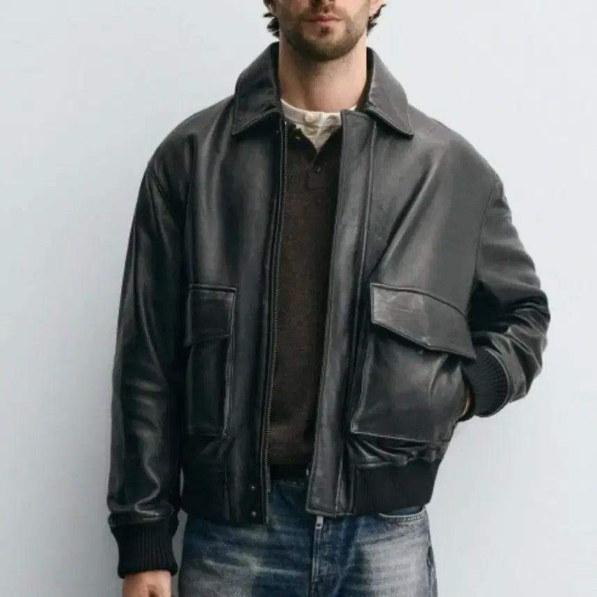 [BUNJANG] Zara Lambskin A-2 Jacket / [L] 자라 양가죽  A-2 자켓 새상품