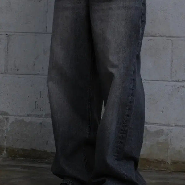 [BUNJANG] Dive In Loose Wide Pants Washed Black / [0] 다이브인 루즈드 와이드 팬츠 워시드 블랙