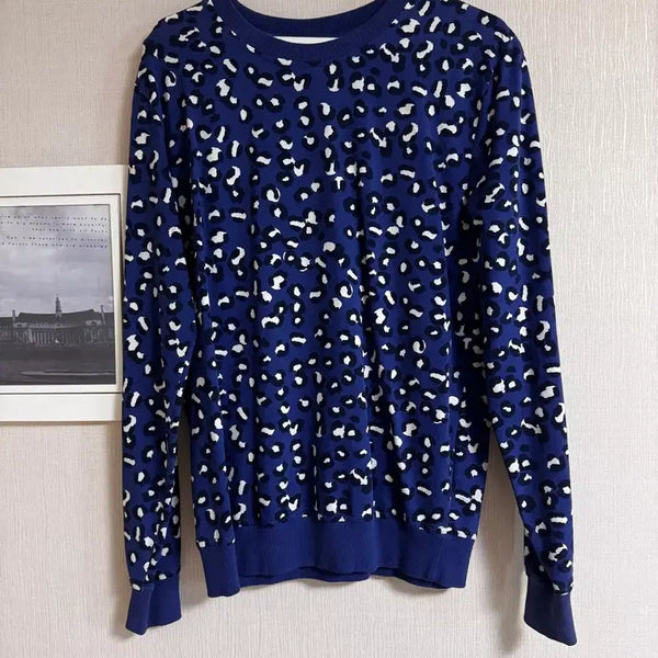 [BUNJANG] A.P.C. Blue Leopard Pattern Sweater / apc 아페쎄 블루 레오파드 패턴 스웨터 티셔츠