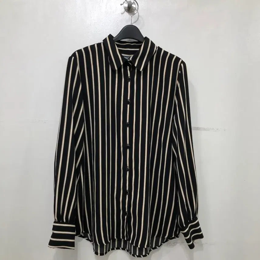 [BUNJANG] SPAO Striped Shirt Black M / 스파오 스트라이프 셔츠 블랙 M