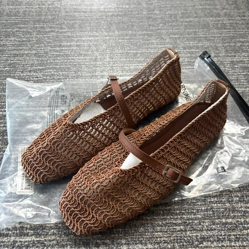 [BUNJANG] Women's Ankle Strap Mule Flats / 여성 앵클 스트랩 뮬 플랫슈즈 (새상품) 245