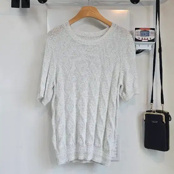 [BUNJANG] STEFANEL Scaci Diamond Punching Short Sleeve Knit (Size 90) / 55~66]정품 스테파넬 스카시 다이아 펀칭 반팔 니트 (90사이즈)
