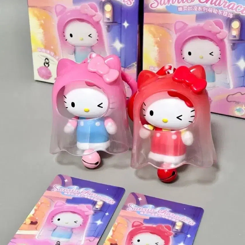 [BUNJANG] Sanrio Kitty Halloween Ghost Gacha Figure Keyring / 단순개봉) 산리오 핑크 레드 키티 고스트 벨 유령 할로윈 가챠 피규어 키링