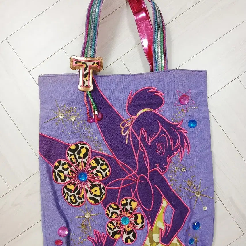 [BUNJANG] Disney Tinkerbell Embroidered Eco Bag / 디즈니 팅커벨 에코백