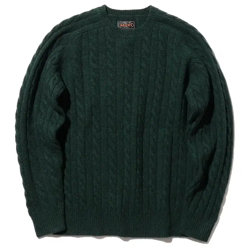 [BUNJANG] Beams Plus Cable Crewneck Wool Sweater Green L / [L] 빔즈 플러스 케이블 크루넥 울 스웨터 그린