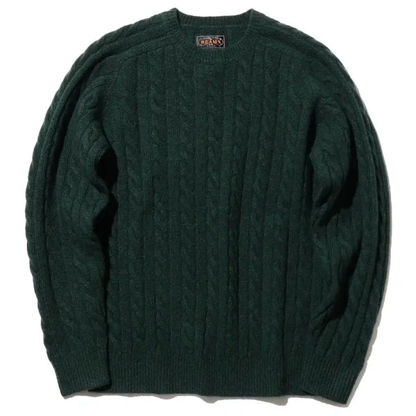 [BUNJANG] Beams Plus Cable Crewneck Wool Sweater Green L / [L] 빔즈 플러스 케이블 크루넥 울 스웨터 그린