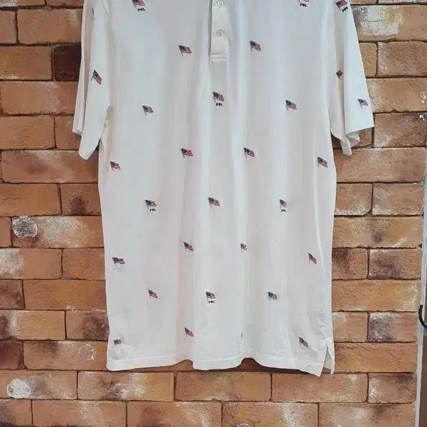 [BUNJANG] Polo Ralph Lauren Flag Pattern Polo Shirt White / 폴로 랄프로렌 플래그 패턴 카라티 화이트