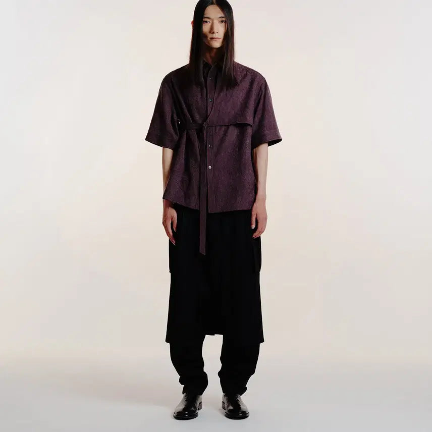 [BUNJANG] Linder x Entrance Wool Jacquard Harness Half Shirt / 린더 x 엔트런스 울 자카드 하네스 하프 셔츠