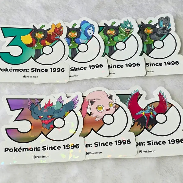 [BUNJANG] Pokemon 30th Anniversary Logo Sticker Set (4 Types) + Wings, Roar Tail, Ground Wings / 일괄) 포켓몬 30주년 기념 로고 스티커 오거폰 4종(화덕 벽록 우물 주춧돌)+날개치는머리, 우렁찬꼬리, 땅을기는 날개