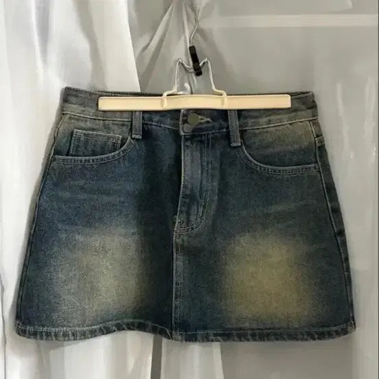 [BUNJANG] Washed Denim Mini Skirt / 데님 스커트 워싱 미니스커트