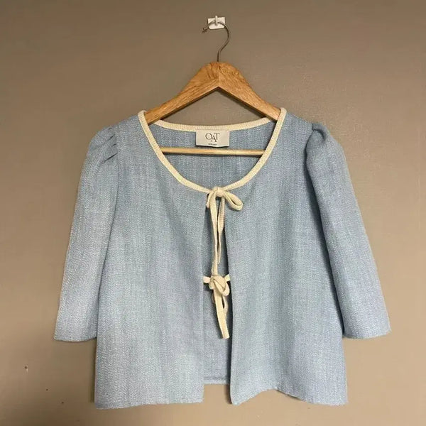 [BUNJANG] 98°C Handmade Ribbon Tweed Jacket / 98도씨 리본블라우스  여성스런 트위드 자켓