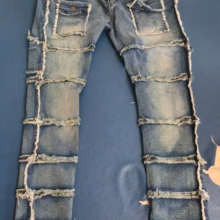 [BUNJANG] Patchwork Distressed Jeans (L Size) / 패치워크 데미지 청바지 L사이즈